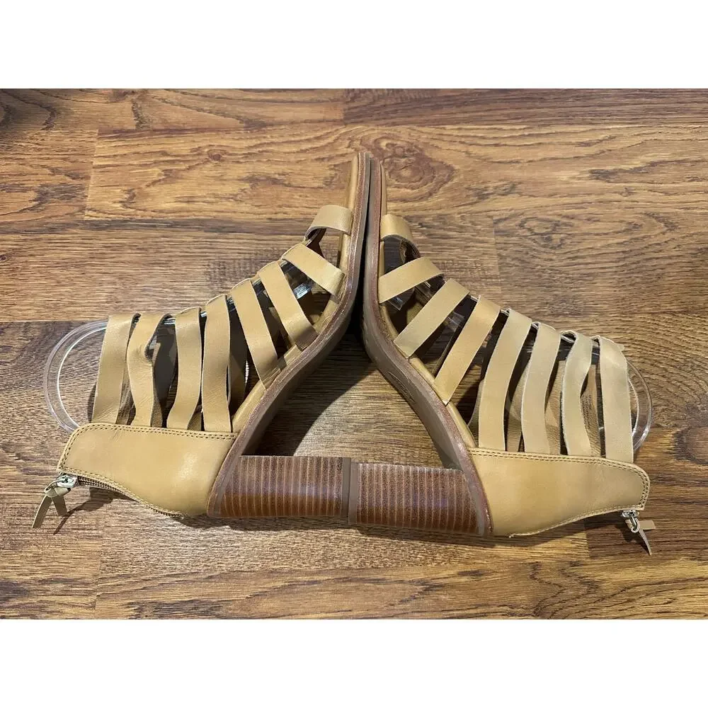 Sofft Women's Stratford Leather Cage Block Heel Sandals – Tan – Sz 9 – NWOB